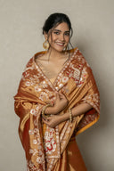 Rust Tissue Silk With Aari & Zardozi Work