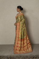 Green Tissue Patola Saree With Traditional Border