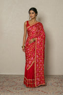 Traditional Red Ghatchola Saree with Frill