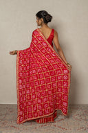 Traditional Red Ghatchola Saree with Frill