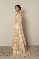 Ivory Gold Tissue Silk Saree With Mukaish Work