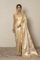 Gold Tissue Weave Saree With Traditional Border