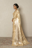 Gold Tissue Weave Saree With Traditional Border