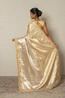 Gold Tissue Weave Saree With Traditional Border