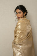 Gold Tissue Weave Saree With Traditional Border