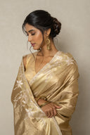 Gold Banarasi Woven Saree With Zardozi & Ari Work