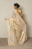 Banarasi Tissue Saree With Zardozi Tribal Motifs
