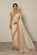 Gold Tissue Stripe Saree With Pichhwai Palla