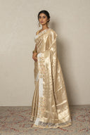 Gold Banarasi Tissue Saree With Barati Work Border