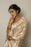 Gold Banarasi Tissue Saree With Barati Work Border