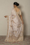 Ivory Tissue Saree With Heavy Intricate Peacock motifs