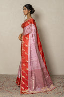 Rose Pink & Scarlet Dual-Tone Silk Saree