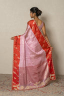 Rose Pink & Scarlet Dual-Tone Silk Saree