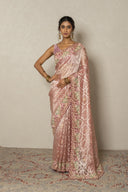 Onion Pink Tissue Weave Saree With Resham Highlights