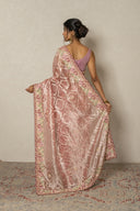 Onion Pink Tissue Weave Saree With Resham Highlights