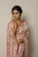 Onion Pink Tissue Weave Saree With Resham Highlights