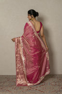 Pink Tissue Saree With Abstract Work
