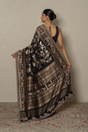 Black Munga Tussar Woven Saree With Colourful Cutdana
