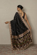 Black Light Silk Saree With Zardozi & Minakari Work