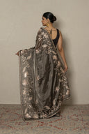 Antique Mettalic Tissue Saree With Aari Work