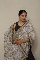 Grey Georgette Resham Embroided Palla Frill Saree