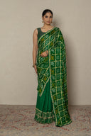 Green Ghatchola Bandhej Frill Saree