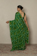 Green Ghatchola Bandhej Frill Saree