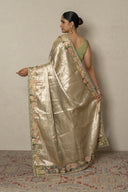 Sage Green Kanjivaram Tissue Saree With Lotus Motif Border