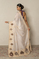 Banarasi Tissue Saree With Velvet Blouse & Zardozi Work
