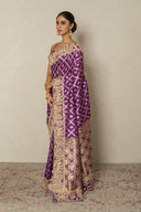 Purple Banarasi Katan Silk Saree With Zardozi Border