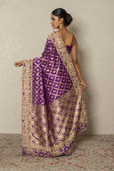 Purple Banarasi Katan Silk Saree With Zardozi Border