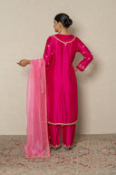 Rani pink Kurta Set with Zardozi & Resham Embroidery