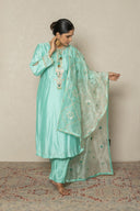 Sky blue Kurta Set with Hand Embroidery & heavy Organza Dupatta