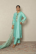 Sky blue Kurta Set with Hand Embroidery & heavy Organza Dupatta