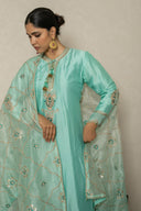 Sky blue Kurta Set with Hand Embroidery & heavy Organza Dupatta