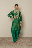 Bottle Green bandhani Kurta with dhoti pants