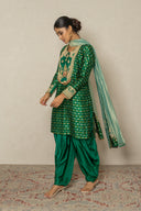 Bottle Green bandhani Kurta with dhoti pants