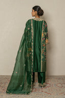 Bottle Green Kurta Set with pichhwai panel & Zardosi Work