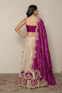 Tissue Lehenga with magenta palki patch