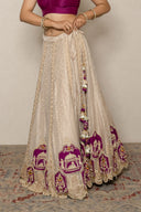 Tissue Lehenga with magenta palki patch