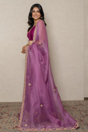 Dark Lavender Crushed Georgette Ensemble with Purple Zardozi Boota