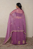 Dark Lavender Crushed Georgette Ensemble with Purple Zardozi Boota