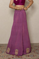 Dark Lavender Crushed Georgette Ensemble with Purple Zardozi Boota