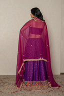 Purple silk lehenga with Minakari Paithani weave Border & Zardozi Organza Dupatta