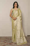 Mint Green Tissue Saree With Elegant Paisley