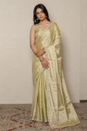 Mint Green Tissue Saree With Elegant Paisley