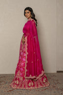 Regal Ghatchola Bandhej Silk Ghagra with Intricate Zardozi Work