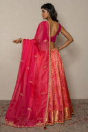 Fuschia Pink Banarasi lehenga with Zardozi Work