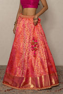 Fuschia Pink Banarasi lehenga with Zardozi Work