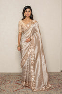Regal Olive Gold Brocade Silk Saree